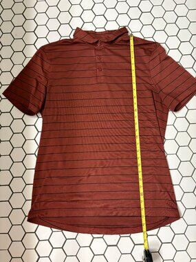 Lululemon Polo Shirt Mens Performance Striped Brown Black Athletic